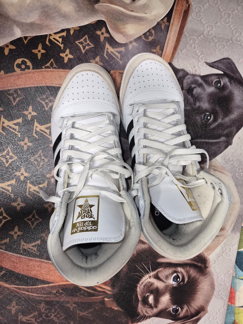 adidas White Black Gold Top Ten Sneakers